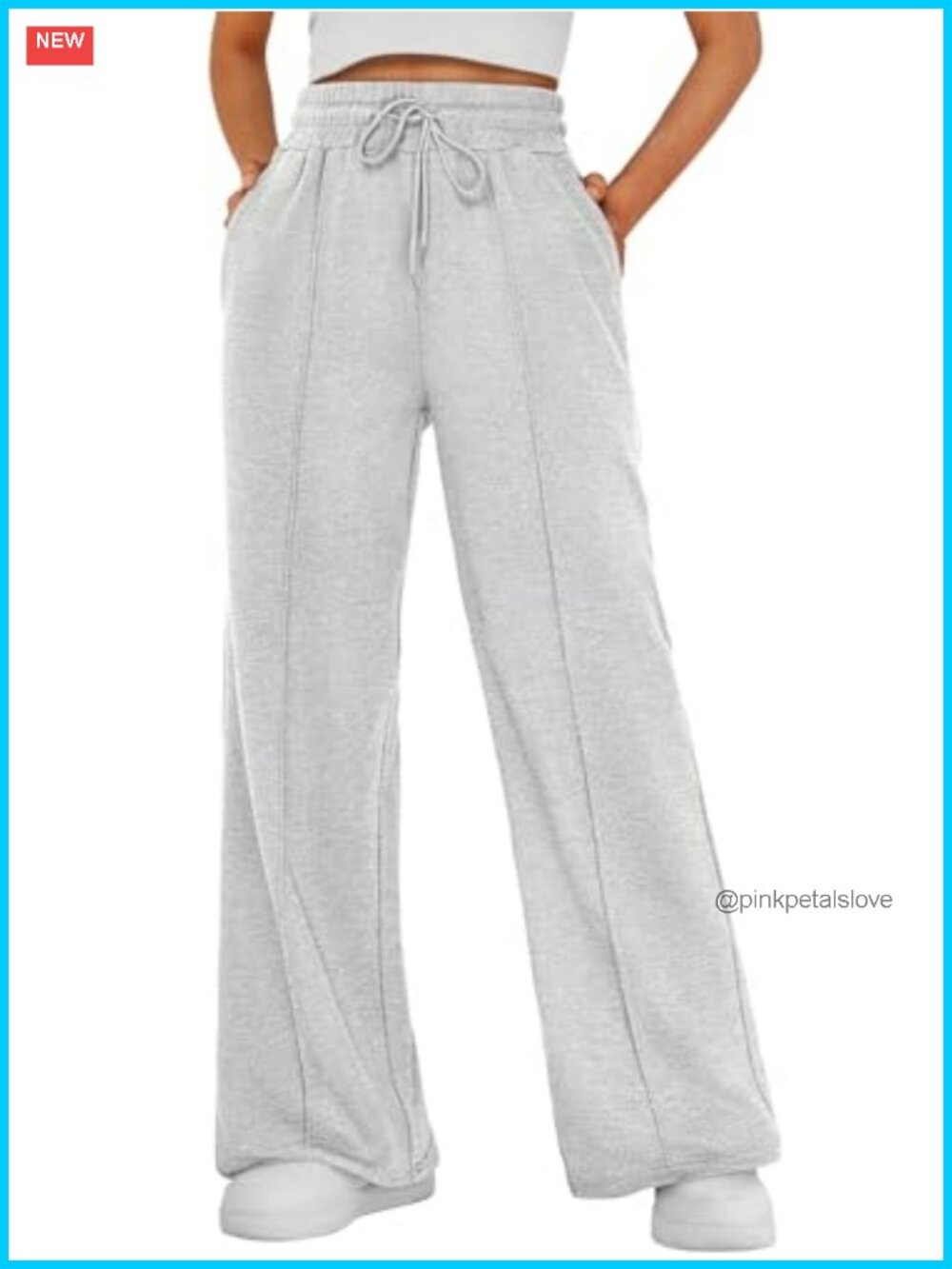 Wide Leg Sweatpants High Rise Drawstring Pockets Lounge Casual Fall
